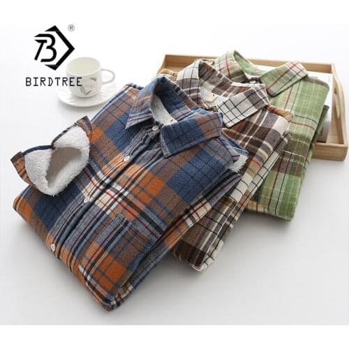 Fashion Thick Velvet Plaid Shirts Women Winter Warm Thicken Blouses and Tops New Casual Loose Female Clothes Outwear T18704X