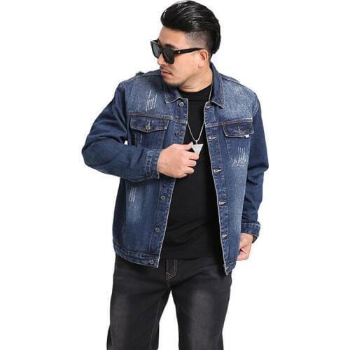 2019 New Fashion Large size Denim jacket Mens tide brand Washed lapel Loose Denim Blue jacket More Size S-5XL 6XL 7XL
