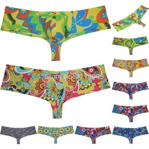 Mens Colorful Casual Brazilain Boxer Underwear Cheeky Swim Trunks