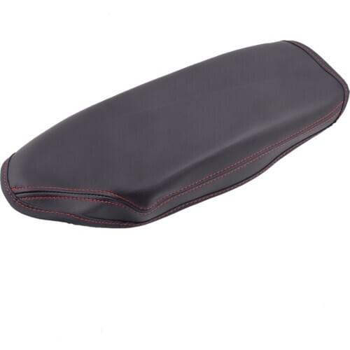 Car Auto Center Console Armrest Lid Cover Trim Fit for BMW F30 2014 2015 2016 2017 2018 Black with Red Stitching Leather
