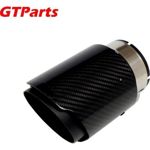 Glossy Twill Carbon Fibre Car Exhaust Tip Black Coated Stainless Steel Muffler Tip Tail Pipe For BMW BENZ AUDI Car Accessories