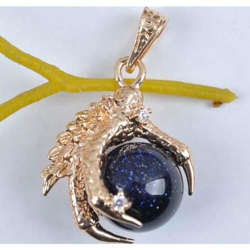 Natural Blue Sandstone Bead Dragons Talons GEM Pendant Jewelry For Gift S918