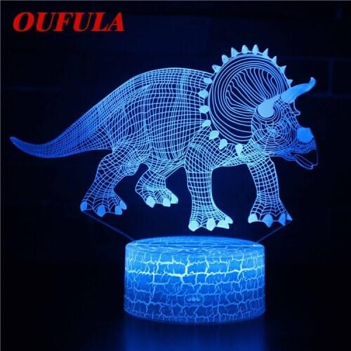 Night LED Lights Dinosaur 3D lamp Cute Toy Gift 7 Color Abstract Artist Graphics Cartoon Atmosphere Lamp For Children Kids Room