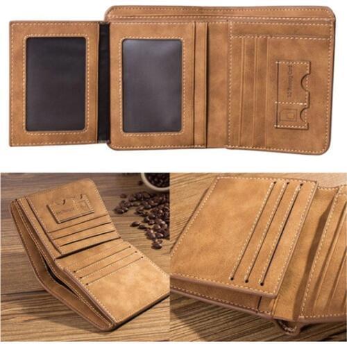 2021 Newest Mens PU Leather Money Clip Wallet Front Pocket Credit Card Case Holder Men Short Wallet With Photo Holder Men Purse
