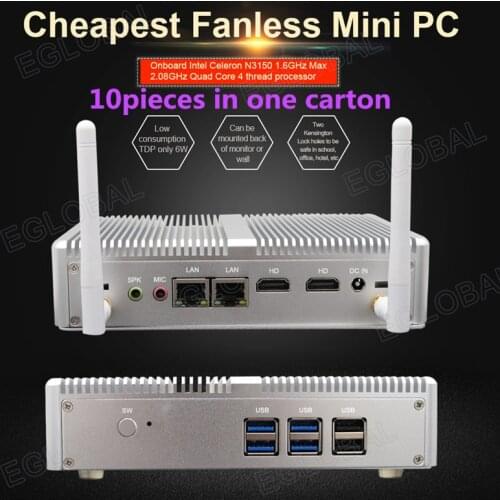 Wholesale Eglobal 10Pieces Intel Celeron N3150 N3160 Qual Core Desktop Computer 2LAN 2HDMI Ultra Thin Barebone Mini Pc TV Box