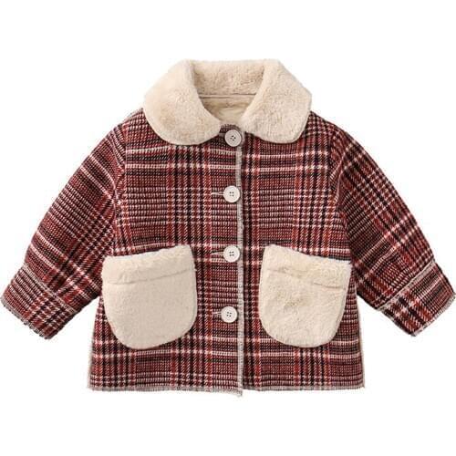 Girls long woolen coat childrens Kids babys thickened woolen coat