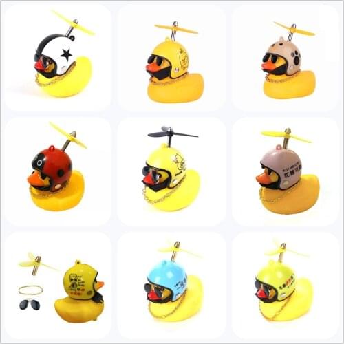 Car Duck With Helmet Pendant Small Yellow Duck Road Bike Motor Helmet Riding Cycling Accessories Without Lights Decoration