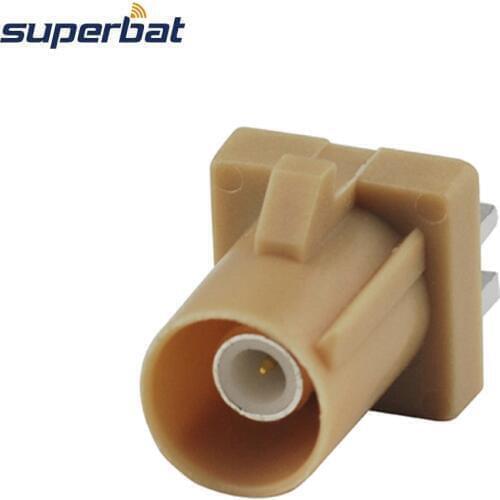 Superbat 10pcs Fakra Beige SMB PCB Mount Plug Male End Launch Bluetooth RF Coaxial Connector