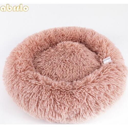 Abrrlo Warm Fleece Thick Plush Dog Bed Round Pet Lounger Cushion For Small Medium Large Dogs Winter Dog Kennel Puppy Mat Pet Bed