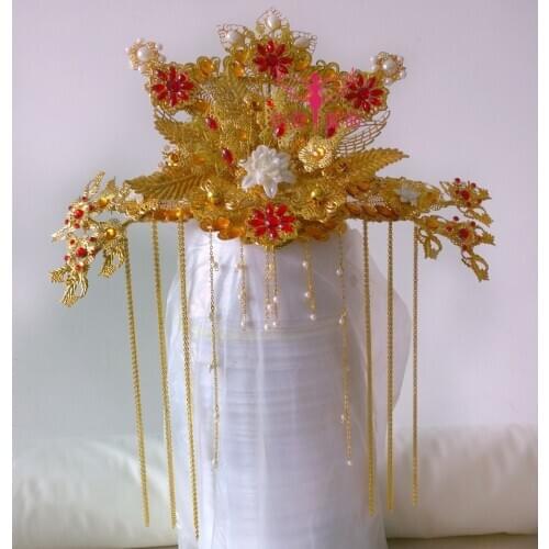 Chinese Style National Trend Traditional Wedding Bride Hair Tiaras