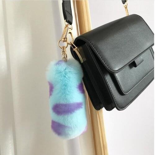 Fluffy Pompom Real Rex Rabbit Fur Keychains Tail Rings Key Holder Trendy Jewelry Bag Accessories Gift