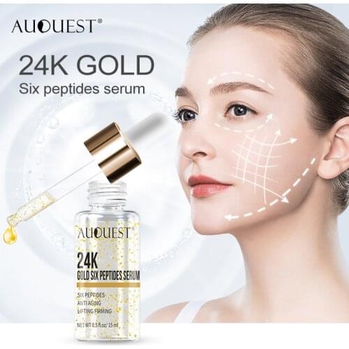 AuQuest 24K Gold Anti Wrinkles Face Serum Lifting Firming Reduce Fine Lines Moisturizer Whitening Shrink Pores Nourish Skin Care