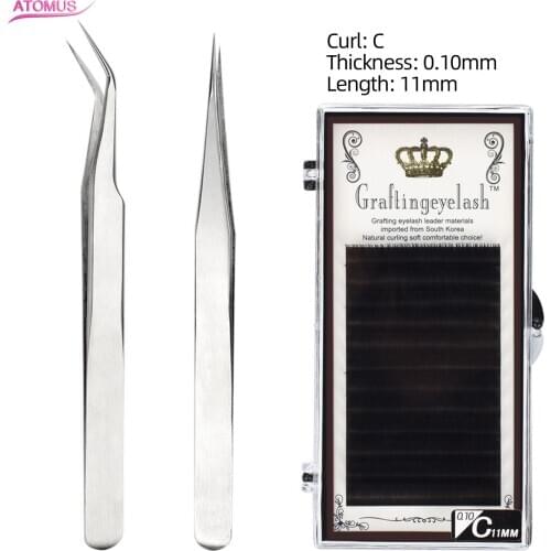 1set Twizers Pincas Sobrancelha Eyebrow Grafting Tweezers Curved Eyelash Natural False Eyelashes Extension Makeup Tool