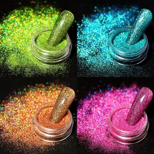 1 Box Holographics Nail Glitter Blue Purple Red Laser Pigment Nail Powder Nail Art Decoration Dust Mirror Chrome Shining Powder
