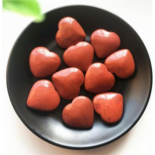1PC 30mm Natural Red Jasper Heart Shaped Stone Crystal Hand Carved Palm Healing Gemstones Natural Stones and Minerals