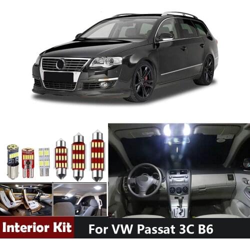 12Pcs White Canbus Led Bulbs For VW Passat 3C B6 2006-2011 Led Interior Light Kit Dome Map Vanity Mirror Trunk Footwells Lamp