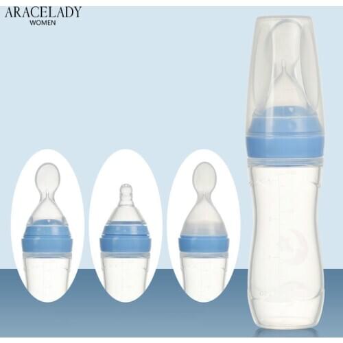 120ml Baby Bendable Squeezing Feeding Spoon Silicone Feeding Bottle Training Food Spoon Infant Cereal Supplement cuchara bebe