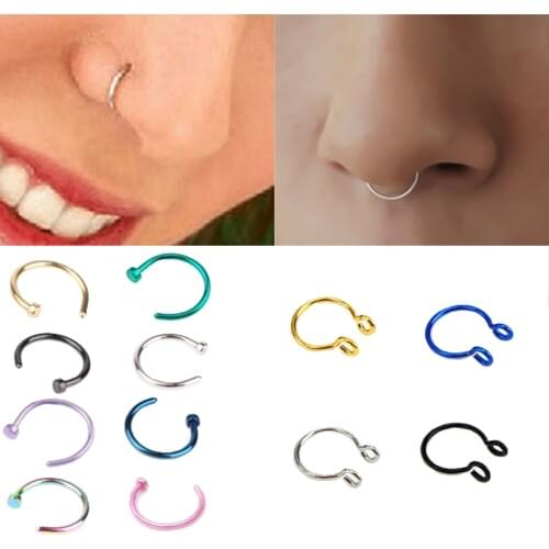 1pcs U Shaped Fake Nose Ring Hoop Septum Rings Stainless Steel Nose Piercing Fake Piercing Oreja Pircing Jewelry