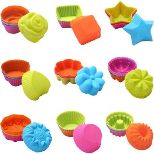36PCs Cake Cup Muffin Cases Cupcake Mold Non-Stick Silicone Heat Proof Cupcake Liner Baking Cup Kitchen Cooking Decorating Tools