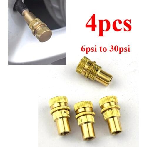 4 Pcs Universal Car Tire Deflators Accessories Kit Offroad Brass Automatic Auto Tyre Bleeder Set Valve 6-30 PSI New