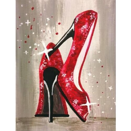 5d cross-stitch diamond painting Red high heels full diamond embroidery square round 3d diy mosaic diamond picture,almaznaya