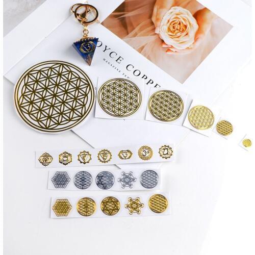 7 Chakra Geometric Copper Energy Tower Orgonite Stickers Flower Life Tree Pyramid Epoxy Resin Material Jewelry Making