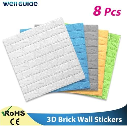 8Pcs Wall paper 3D Marble Mosaic Peel and Self-adhesive Wall Stickers Waterproof Kitchen Bathroom Home Wall Decal Sticker