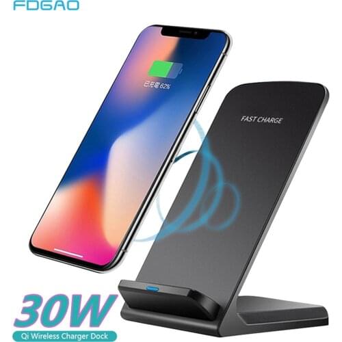 30W Qi Wireless Charger For iPhone 12 Mini 11 Pro XS Max X XR QC 3.0 Type C Fast Charging Stand for Samsung S20 S10 Xiaomi Mi 11