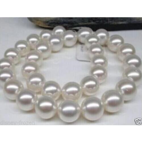 Noble women gift GOLD CLASP HHUGE natural 10-11MM PERFECT ROUND SOUTH SEA WHITE PEARL NECKLACE