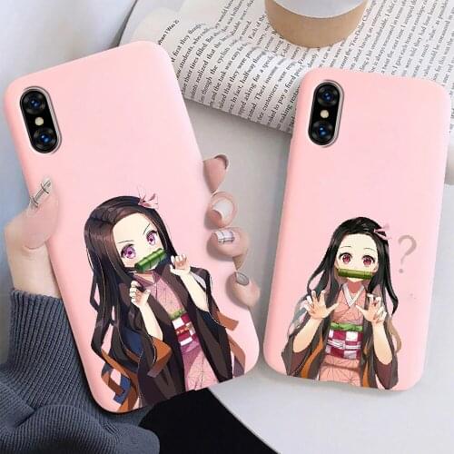 Demon Slayer Nezuko Anime Phone Case For iphone 5 5S SE 2 6 6S 7 8 11 12 Mini Plus X XS XR Pro Max black trend Etui soft coque