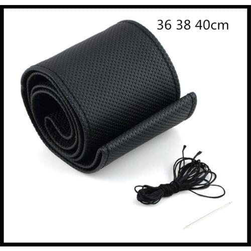 Car steering wheel cover with needle and threaded faux leather case for Mercedes Benz B200 B150 CLK63 R F700 AMG GL550