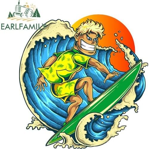 EARLFAMILY 13cm x 12.2cm for Aussie Pro Surfer Car Sticker Creative Vinyl Body for Car Anime Decals Fashion Window Decoration