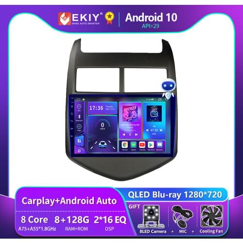 EKIY 1280*720P IPS DSP Android 10 Car Radio For Chevy Chevrolet AVEO Sonic 2010-2013 LTE Navi GPS Stereo no 2 din 2din Head Unit