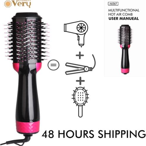 3 In 1 One Step Hair Dryer Styler Straightener Volumizer Hot Air Rotating Brush Professional Curler Comb Roller