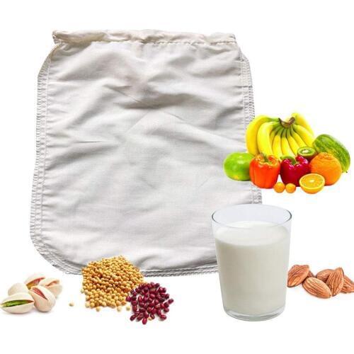 Nut Milk Filter Bag Food Grade Organic Cotton Hemp Reusable Food Strainer For Yogurt Cheese Nut Milks Tea Coffee Filter 30x30cm