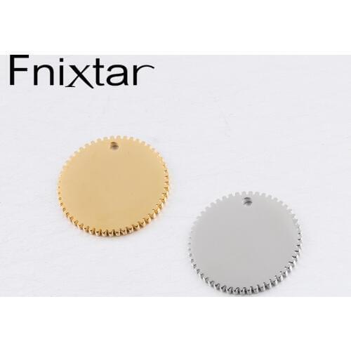 Fnixtar Stainless Steel Punk Wheel Gear Charm Mirror Polished Round Filigree Gear Charms DIY Pendan Jewelry 20mm 20Piece/lot