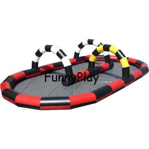 Giant outdoor sport games cheap inflatable zorb ball track race track inflatable go kart track for sale,free air shipping