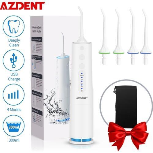 Electric Oral Irrigator USB Rechargeable Water Teeth Cleaner 4 Modes Cordless Teeth Irrigator 360ml Water Tank 2000mAh Battery