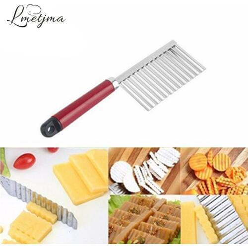 LMETJMA French Fry Cutters Potato Dough Waves Crinkle Cutter Slicer Potato Cutter Slicer Vegetable Carrot Chip Blade PY0047