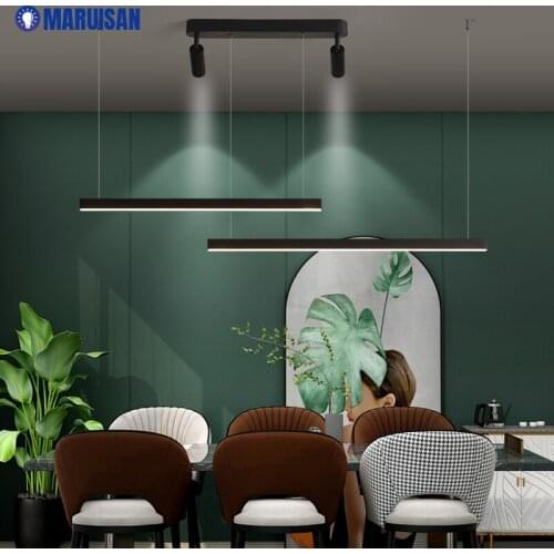 Black Modern LED Chandelier Lighting For Living Study Room Living Room Dimmable Indoor Lamps Parlor Foyer