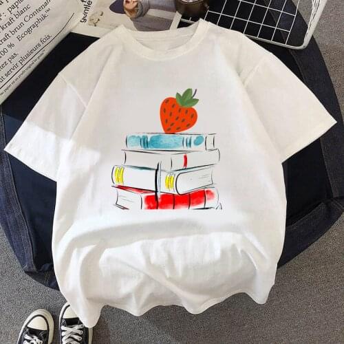 Kawaii Women T Shirt 2021 Tee Shirt Cute Cartoon Book Print Summer Short Sleeve Casual Korean Fashion Harajuku T Shirt Clothing