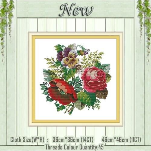 A bouquet of roses flowers diy painting counted printed on the canvas DMC 11CT 14CT kits Cross Stitch embroidery needlework Sets