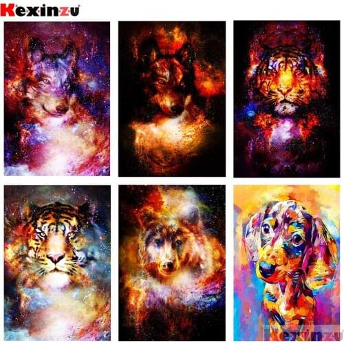 5D Diamond Painting Kits for Adults Magical Space Tiger Wolf Diamond Mosaic Mini Dachshund Art Diamond Embroidery for Home Decor