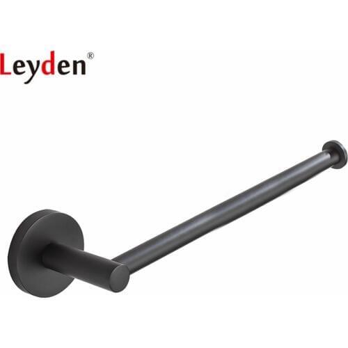 Leyden Black Wall Mounted 304 Stainless Steel Bathroom Lavatory Towel Ring Towel Holder Hanger For Bathroom Accessories