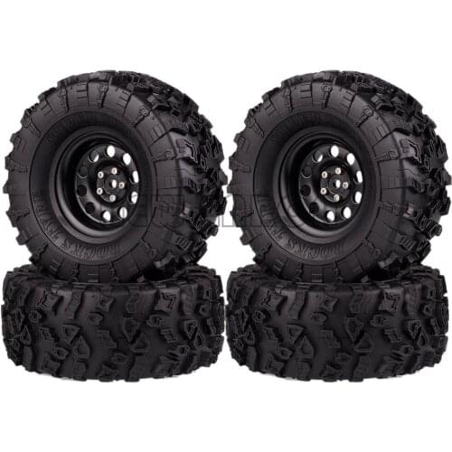 4Pcs 2.2 inch Metal Beadlock Wheels Rim & Rubber 120MM 125mm 130MM 132MM RC Tries For 1/10 Crawler Car YETI Traxxas Wraith Axial