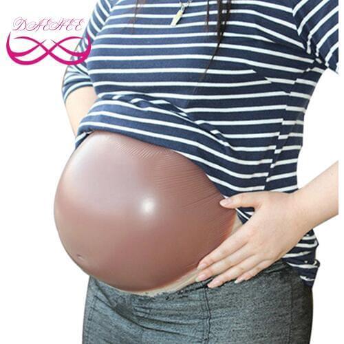 ONEFENG Pregnant Fake Silicone Artificial Belly for Cross Dressing Actor Model Women Jelly Tummy Brown Color 1000g 2-3 Months