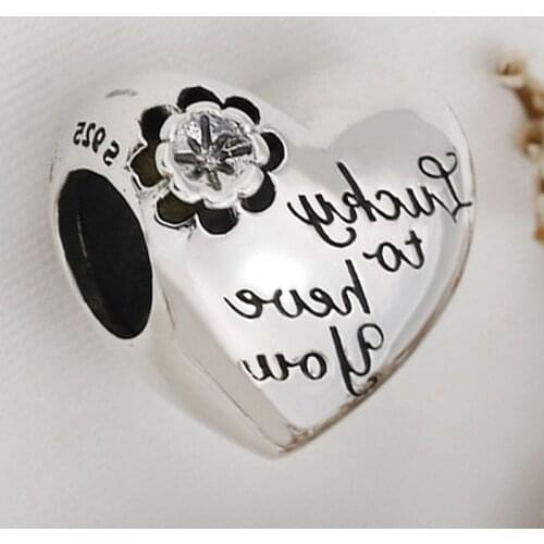 Original Heart & Clover With Lucky To Have You Beads Fit 925 Sterling Silver Bead Charm Europe Bracelet Bangle Diy Jewelry