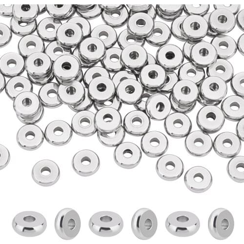 100pcs 304 Stainless Steel Flat Round Spacer Loose Beads 5mm 6mm 8mm for DIY Jewelry Making Accessories