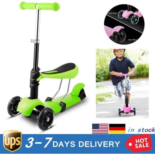 5 Colors Gifts for Child Kids 3-Wheel Mini Scooter with Adjustable Handle T-Bar & Seat Fashion Appearance Simple Operation