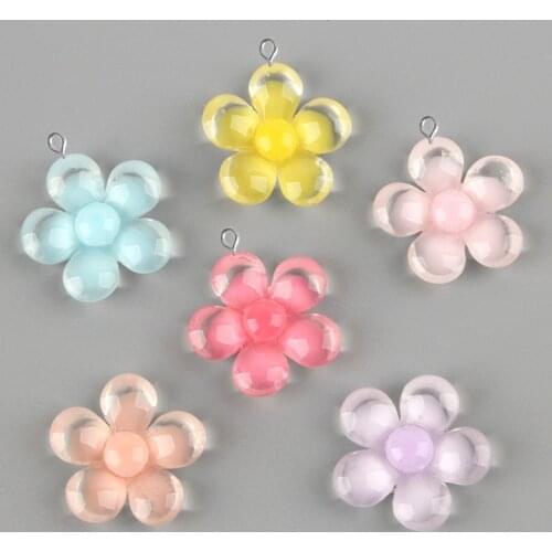 10pcs 24mm DIY fashion resin flower charms kawaii cabochon ornament craft pendants decoration fashion jewelry making material